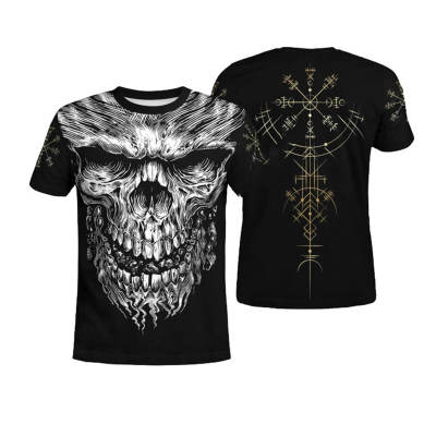 Men&#39;s Viking Symbol Print T Shirt Short Sleeve