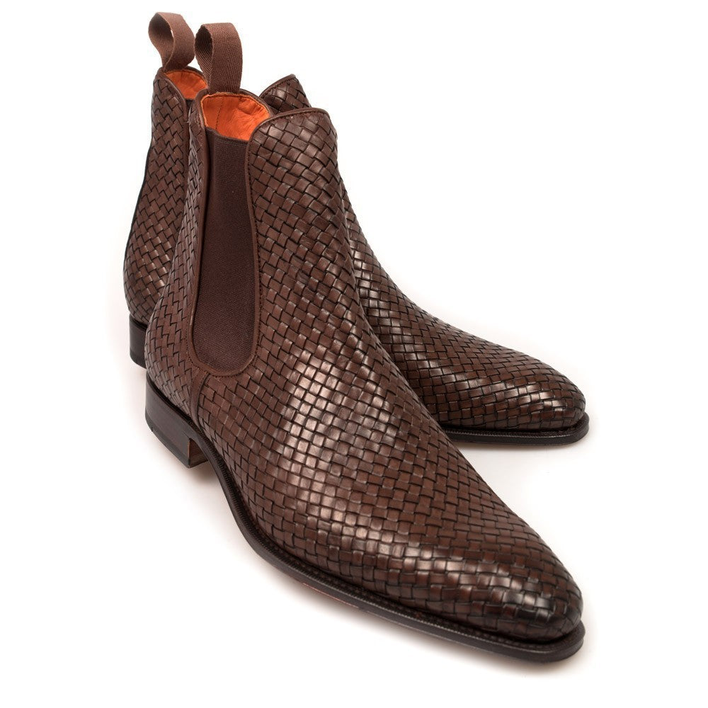 Woven Square Head Men&#39;s Low Profile Boots