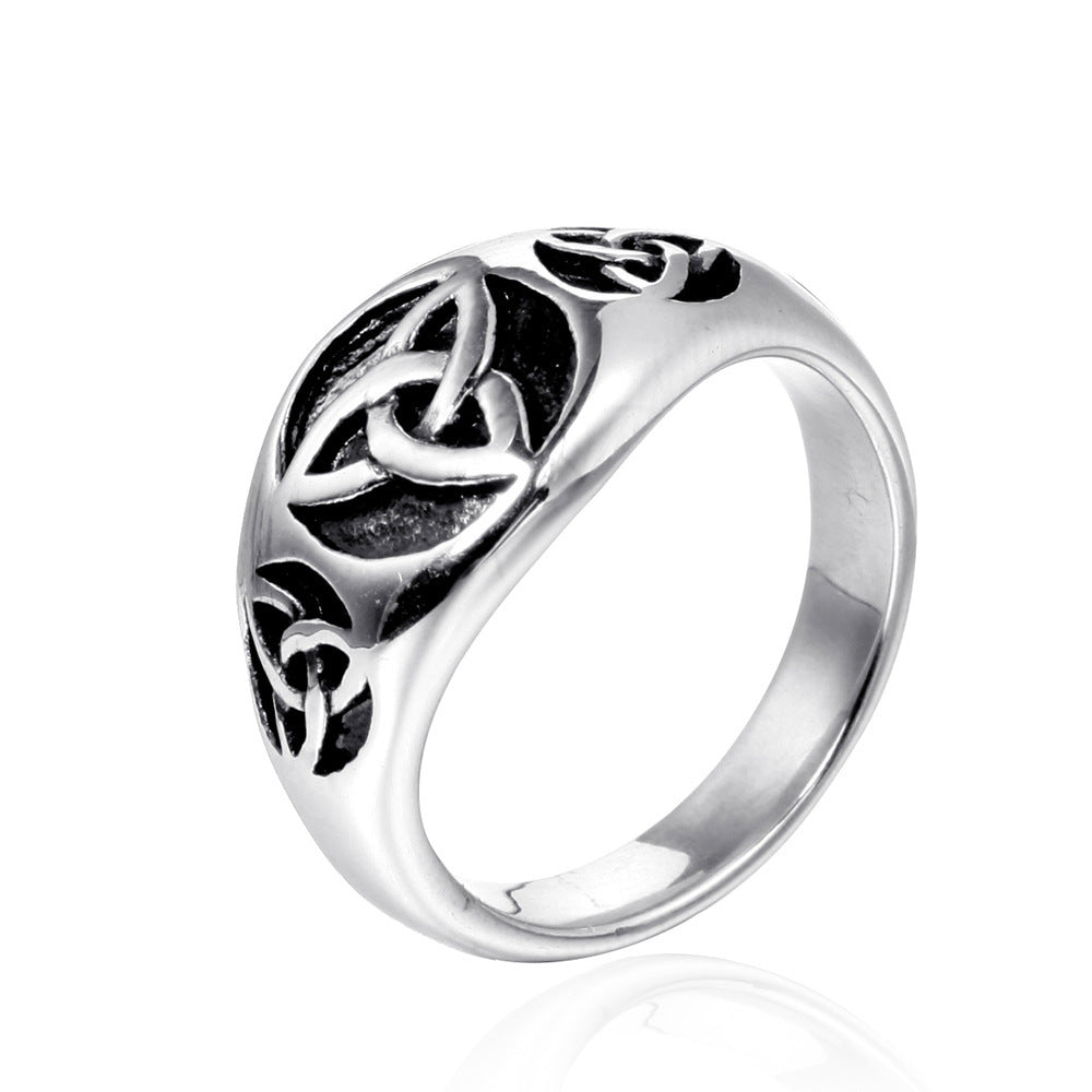 Titanium Steel Five-pointed Star Ring Viking Totem Titanium Steel Stainless Steel Ring