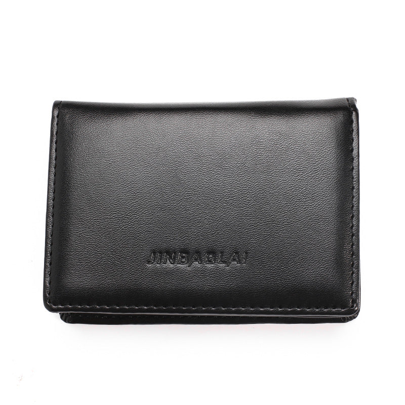 PU Leather Men&#39;s Plain Weave Business Card Bag