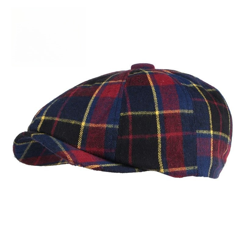 Men&#39;s Plaid Beret Octagonal Cap
