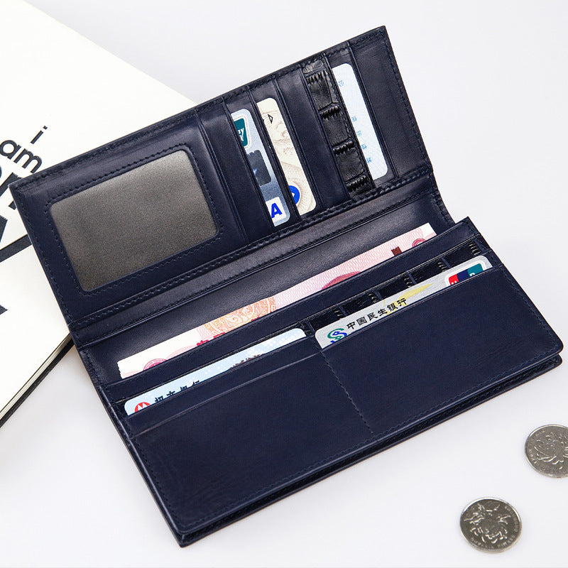 Crocodile Pattern Cowhide Wallet Men&#39;s Long Genuine Leather Wallet