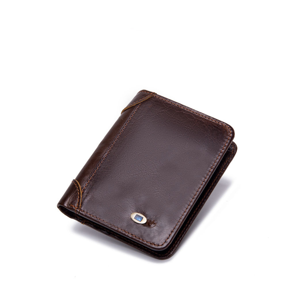 Men&#39;s Leather Multi-card Smart Anti-lost Wallet