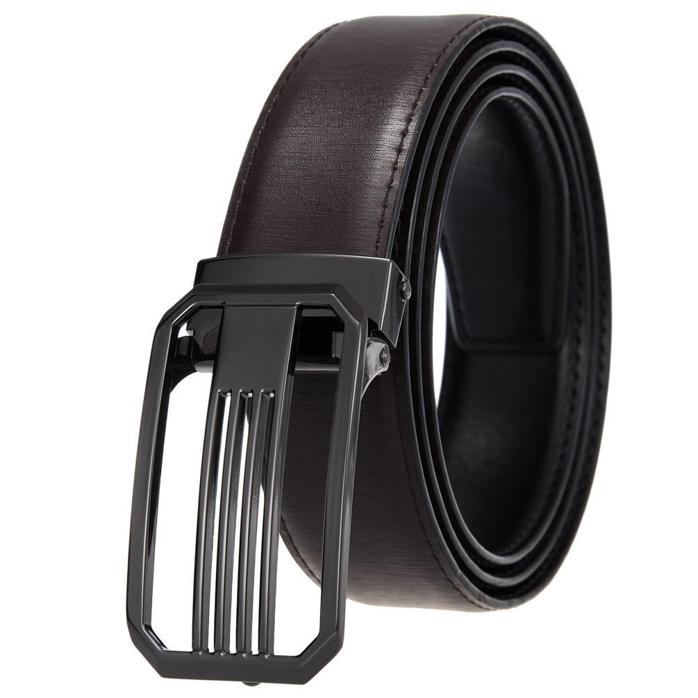 Men&#39;s Perforated Casual Two-layer Leather Belt