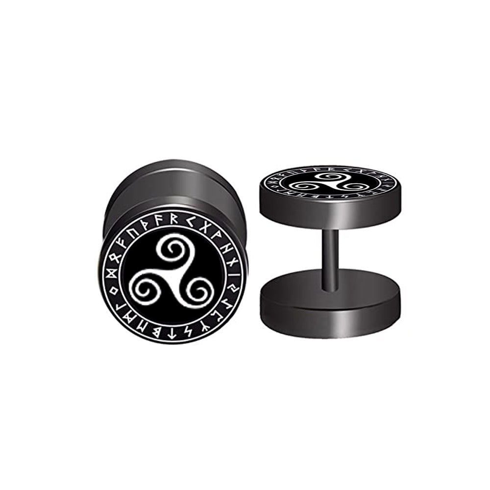 Round Ear Ornaments Titanium Steel Barbell Men&#39;s Viking