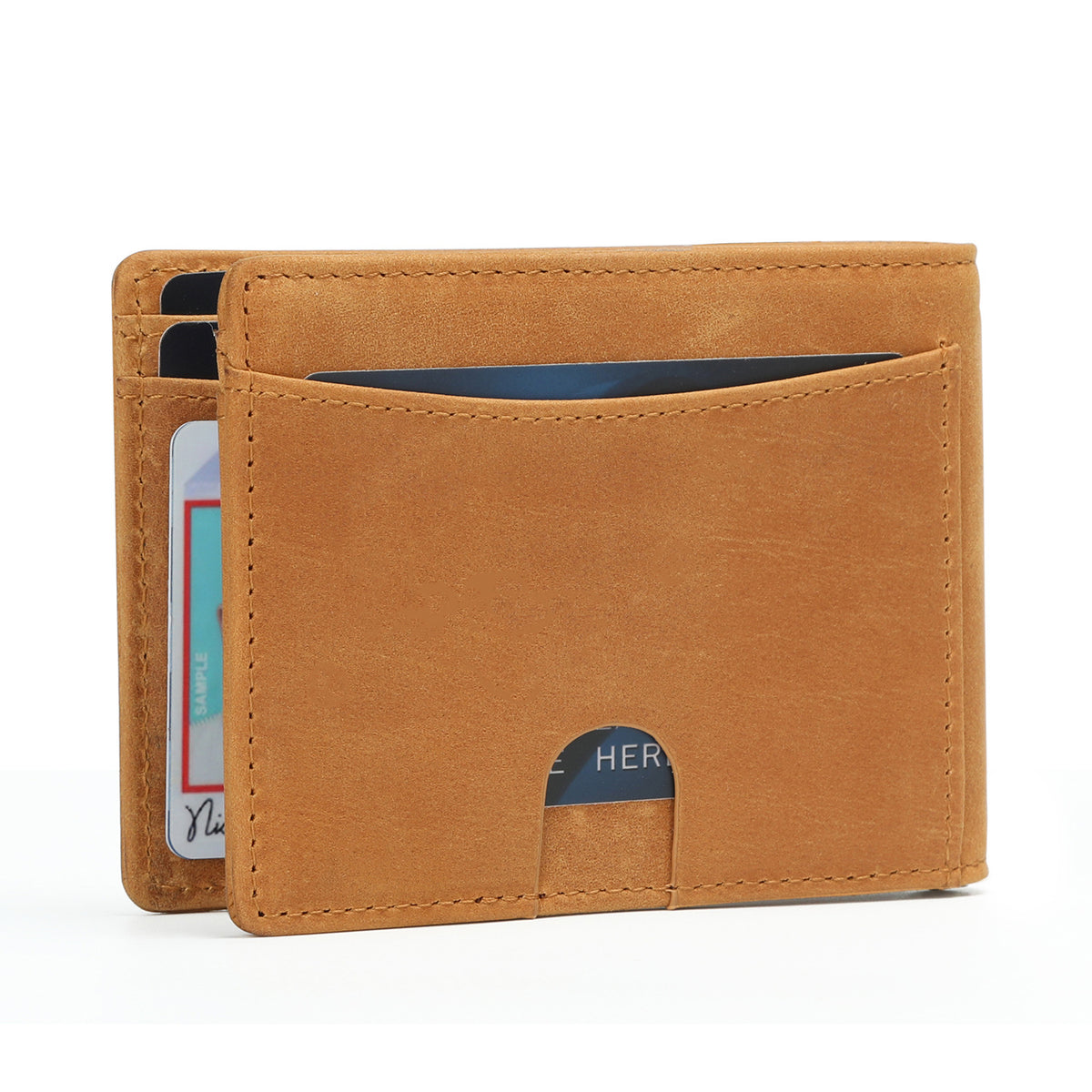 Anti-theft Brush Genuine Leather Men&#39;s Wallet