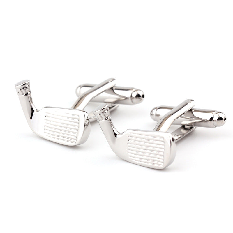 Golf Racket Shape Plain Metal French Shirt Men&#39;s Cufflinks