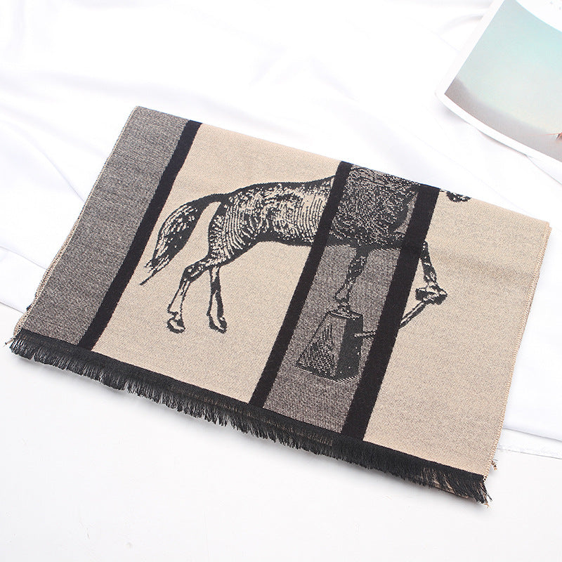 Men&#39;s Fashion Versatile Thickened Brushed Plaid Scarf