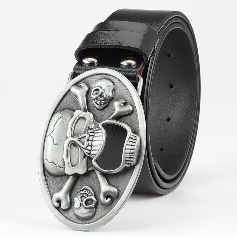 Men&#39;s Casual Skull Decorative Belt