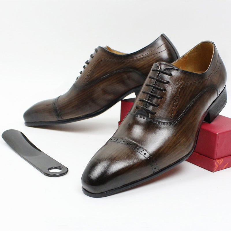 Men&#39;s Black Brown Business Casual Leather Shoes