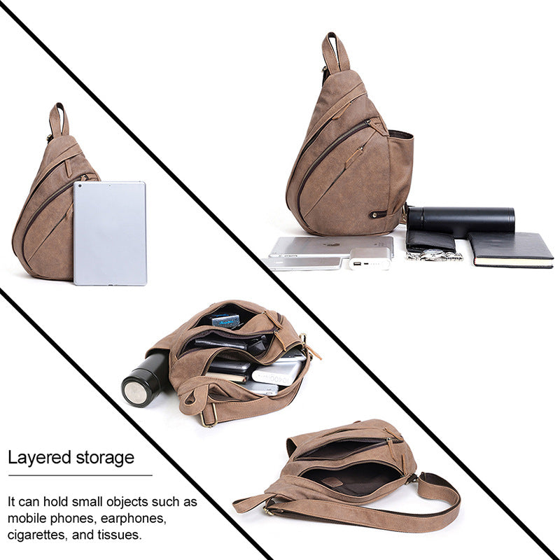Men&#39;s Chest Bag Casual Fashion One-shoulder Men&#39;s Bag Riding Crossbody Large Capacity Retro