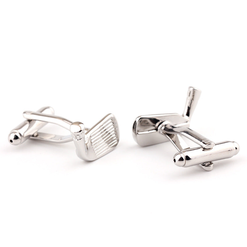 Golf Racket Shape Plain Metal French Shirt Men&#39;s Cufflinks