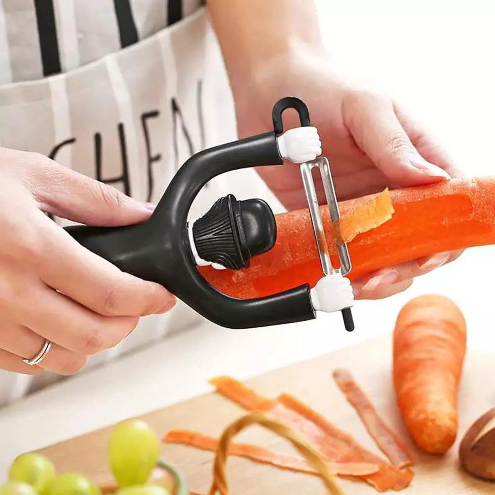 Handheld Fruit Vegetable Peeler Creative Plastic Character Standing Stainless Steel Slicer