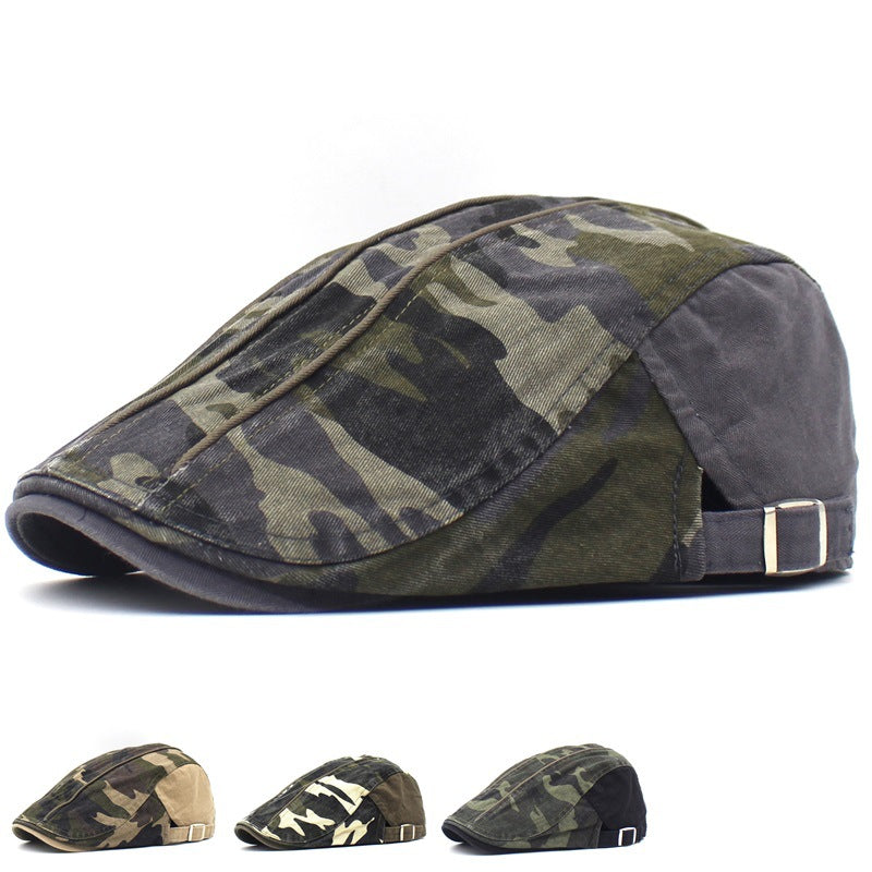 Men&#39;s Camouflage Washed Cotton Flat Brim Beret