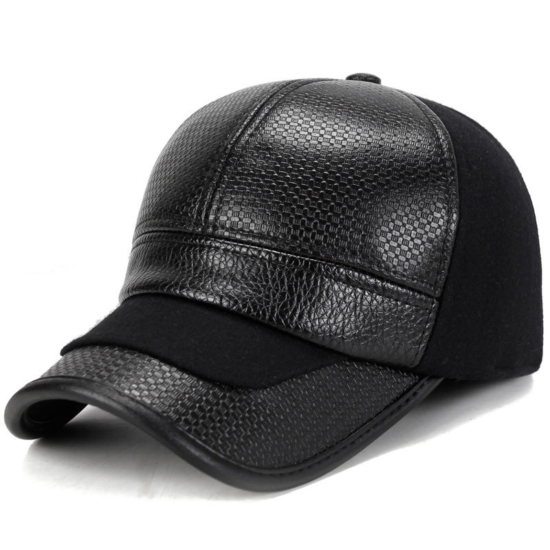Winter Middle-aged And Elderly Leather Baseball Cap
