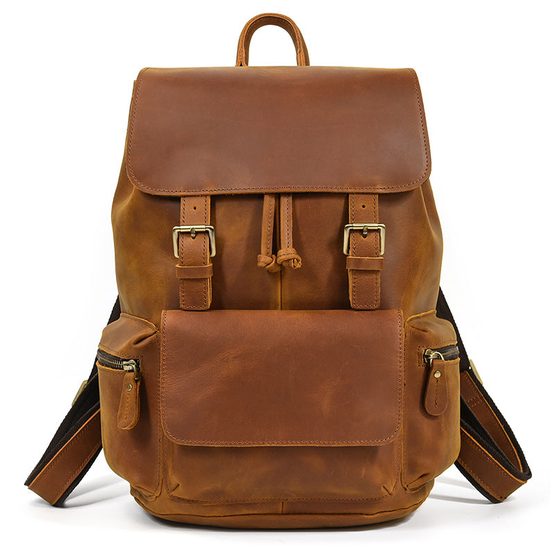 Men&#39;s Retro Casual Crazy Horse Leather Retro Ladies Backpack