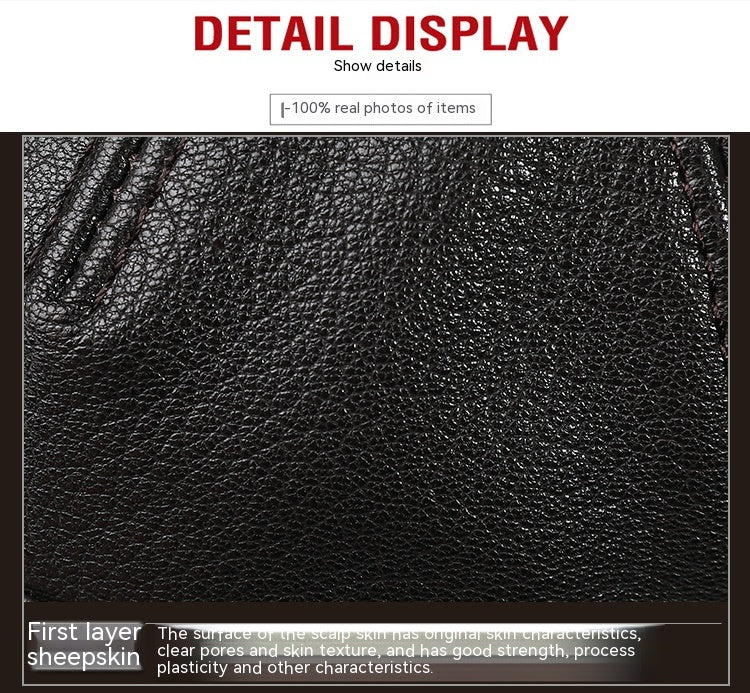 Leather Hat Autumn And Winter Men&#39;s Sheepskin Outdoor Sun-proof Leather Baseball Cap