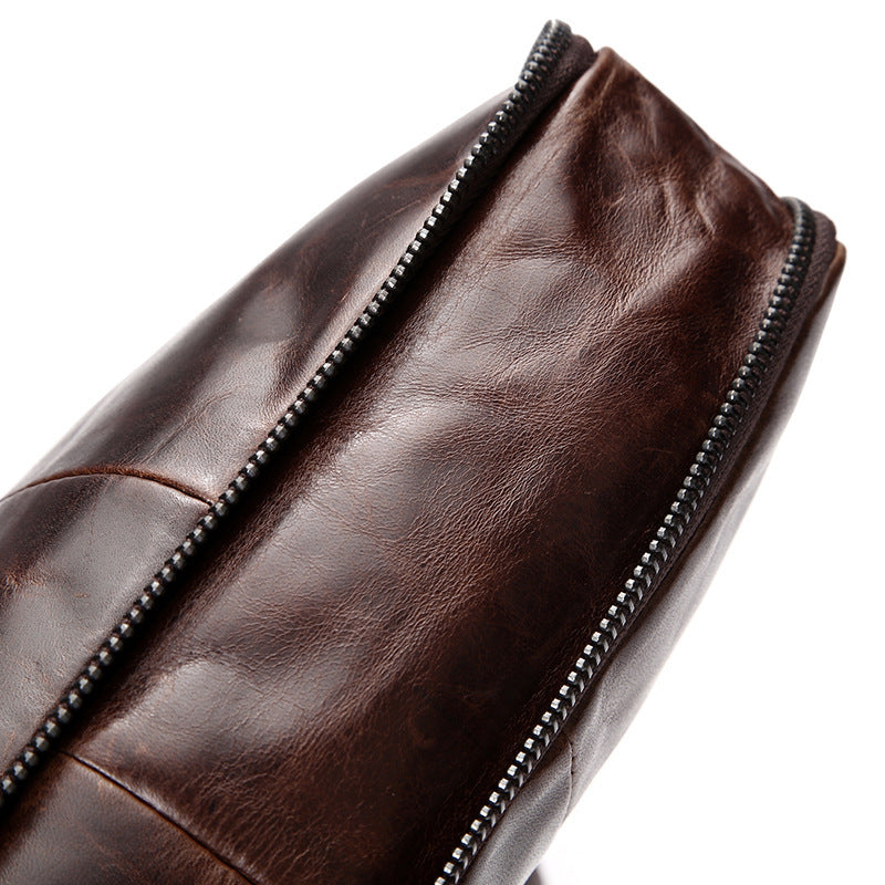 The First Layer Of Oil Wax Leather One Shoulder Men&#39;s Diagonal Bag