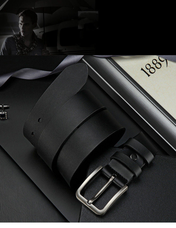 Men&#39;s single-layer leather perforated belt