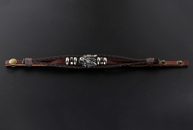 Vintage Leather Wolf Bracelet
