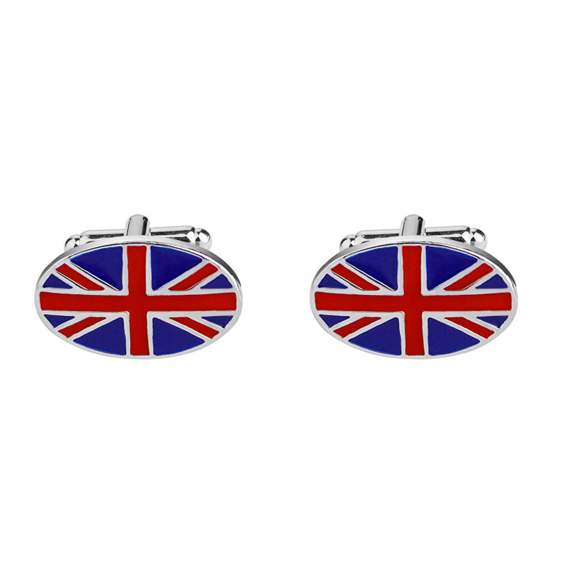 British Flag Geometric Fashion Men&#39;s French Shirt Cufflinks
