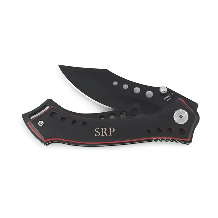 Black Pocket Knife - Monogram Engraved