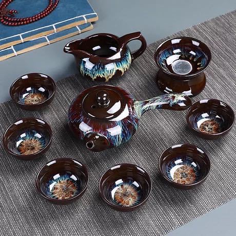 Kiln Change Sand Gold Glaze Household Ceramic Kung Fu Tea Set