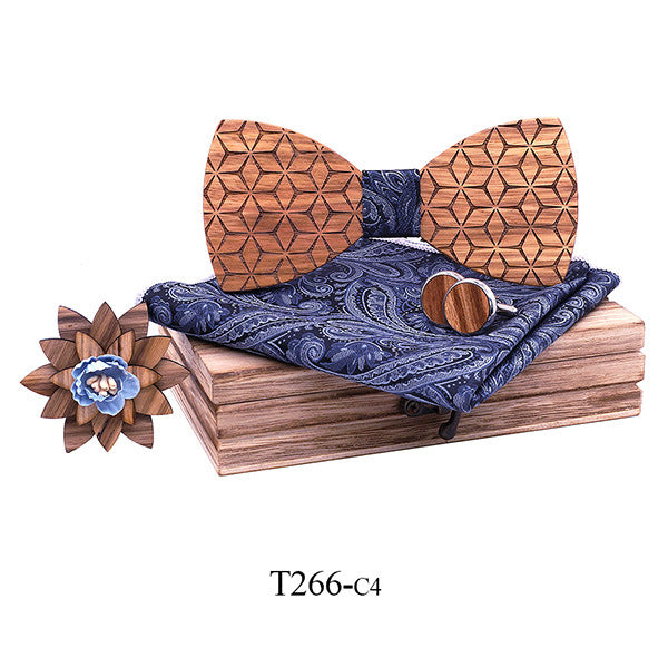 British business suit handmade wooden bow tie