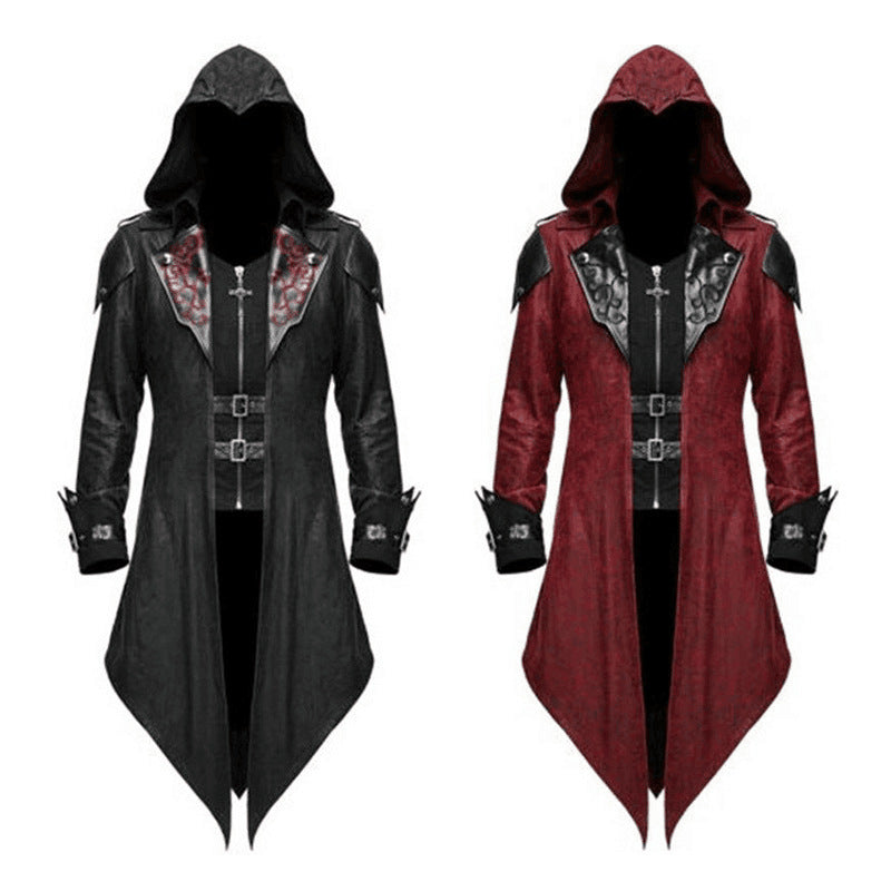 Men&#39;s New Medieval Halloween Retro Patchwork Coat