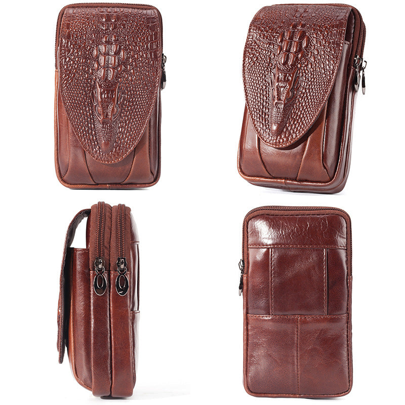 Leather Men&#39;s Mobile Phone Pockets Vertical Multi-function