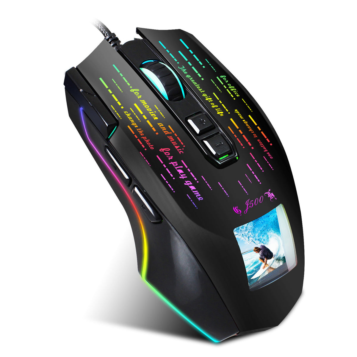 Multi-language Display Gaming Wired Macro Mouse