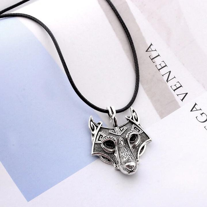 Viking Wolf Head Amulet Pendant Necklace