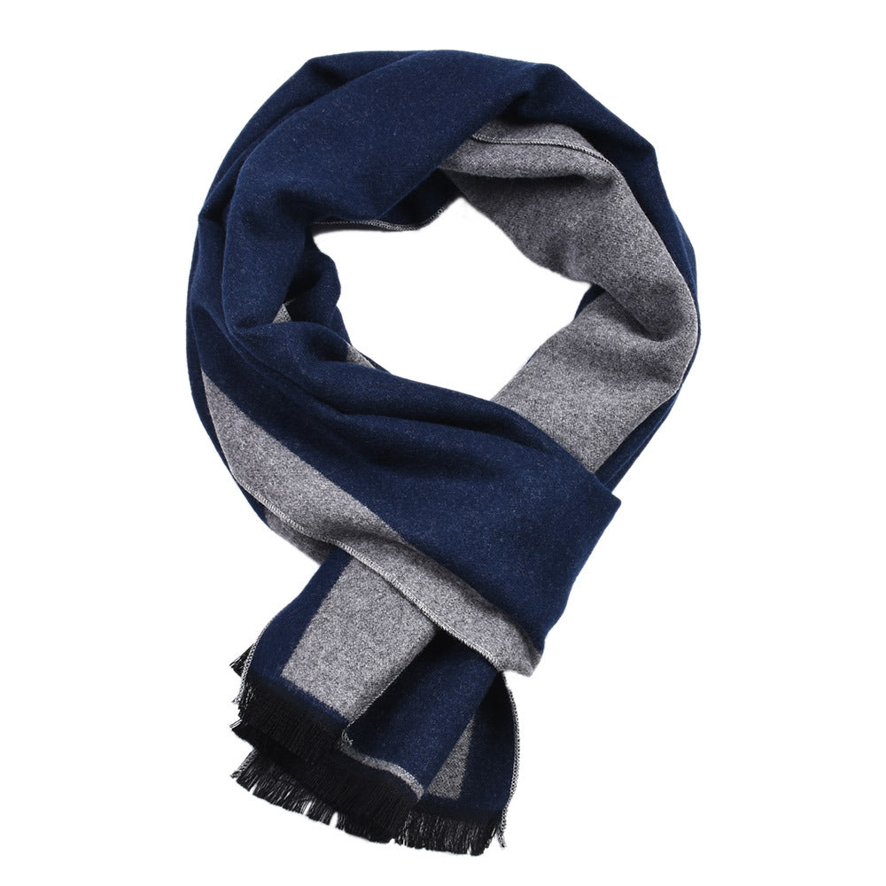 Fashionable Men&#39;s Cashmere Warm Contrast Scarf