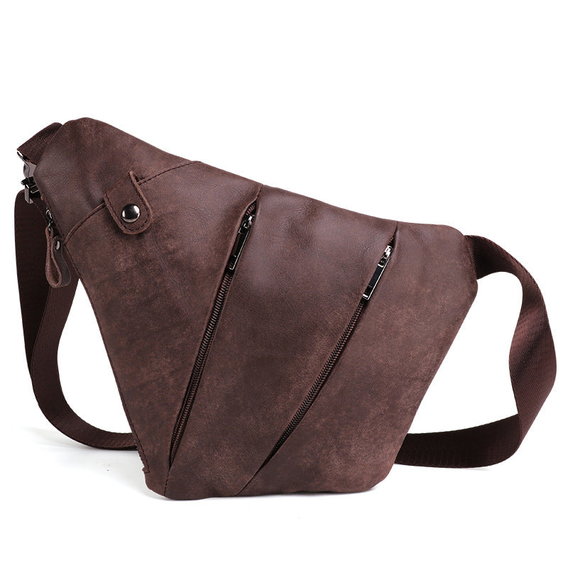 Leather men&#39;s chest bag