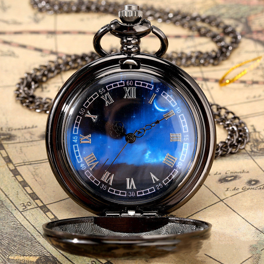 Creative Starry Literal Hollow Pattern Pocket Watch