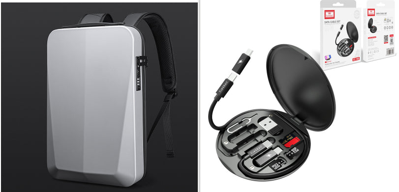 New Male Business Plastic Hard Shell Computer Backpack Waterproof