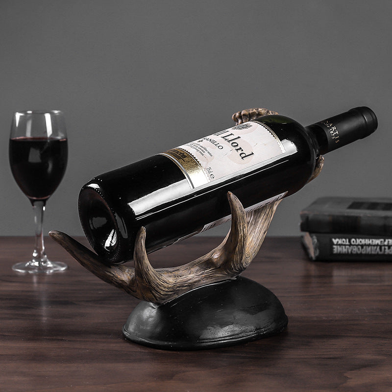 Retro Antlers Wine Rack Resin Crafts Ornaments