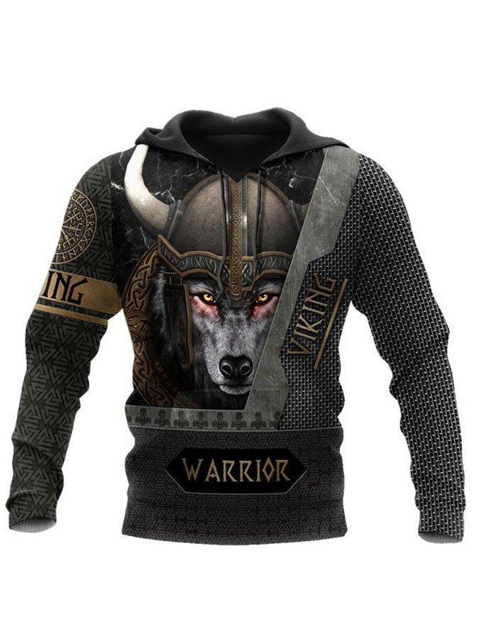 Fashion Street Trend Men&#39;s Viking Mythology Sweatshirt