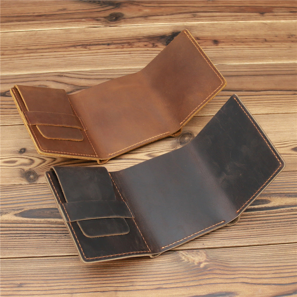 Men&#39;s Retro Crazy Horse Leather Wallet