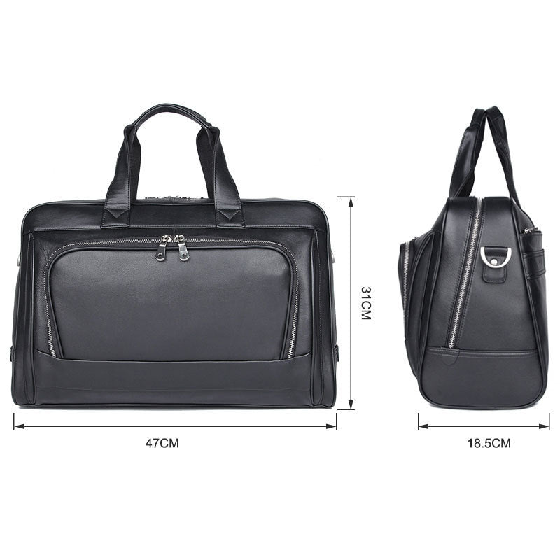 New Leather Business Briefcase First Layer Cowhide Men&#39;s Bag Nappa Leather 17 Inch Laptop Bag