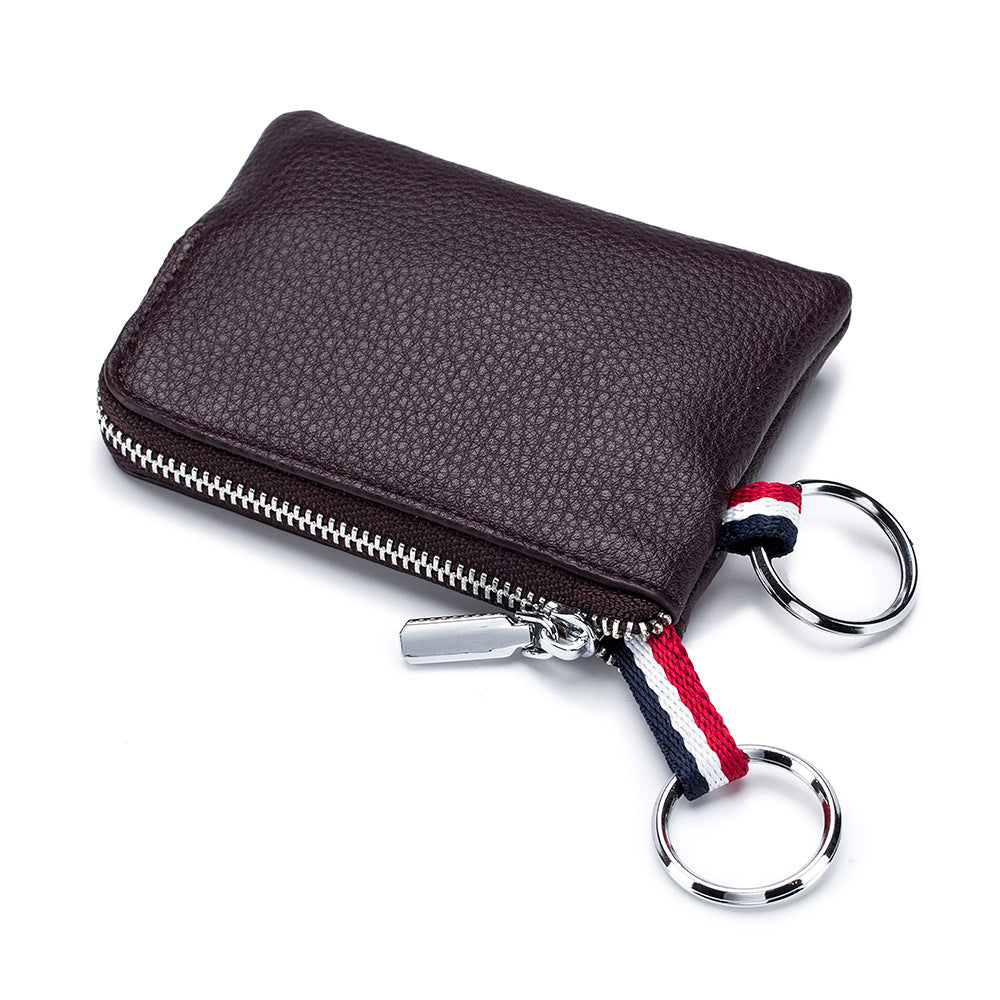 Men&#39;s Coin Purse European And American Leather Mini Wallet Soft Leather Zip Coin Driving License Key Case Card Holder Ultra-thin