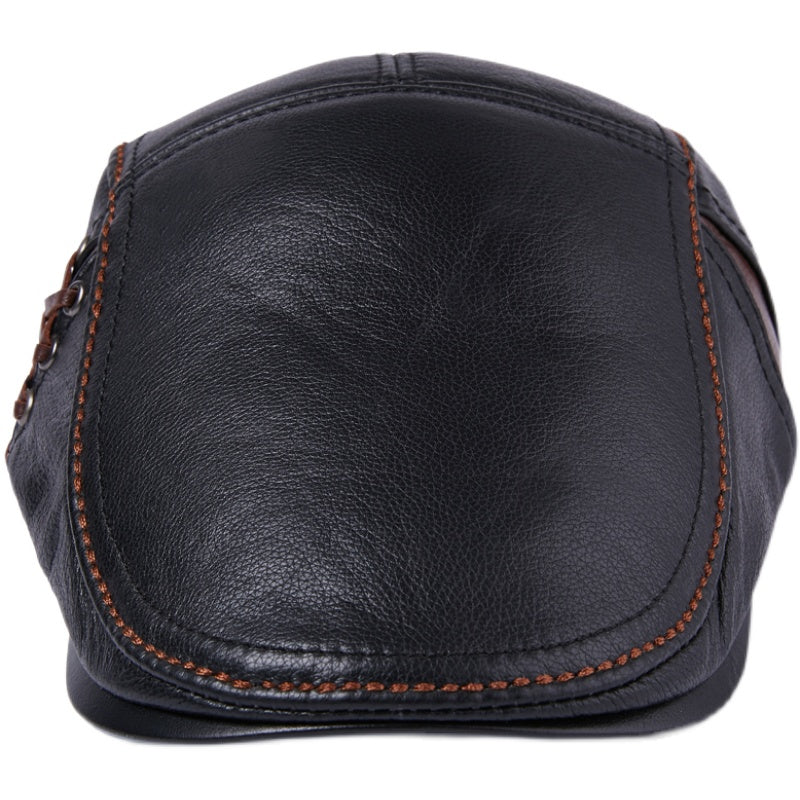 Men&#39;s Cowhide Beret Leather Hat