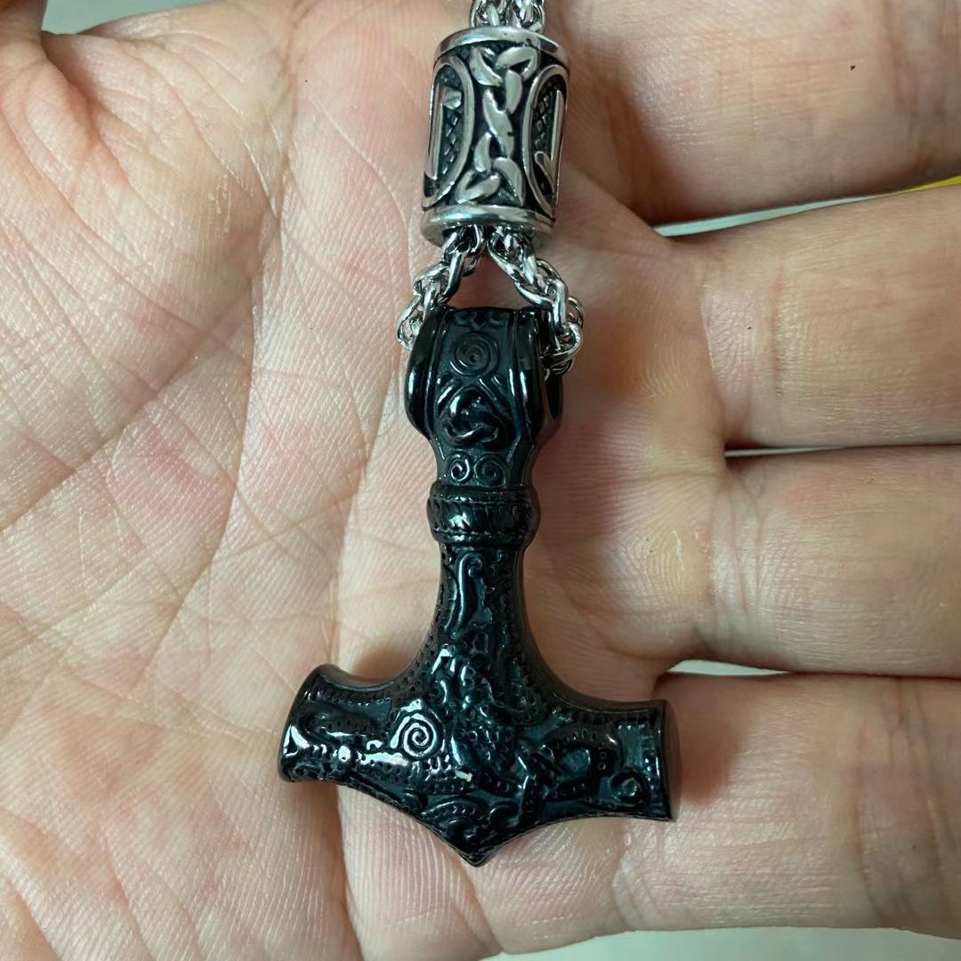 Stainless Steel Viking Thor&#39;s Hammer Pendant Gold