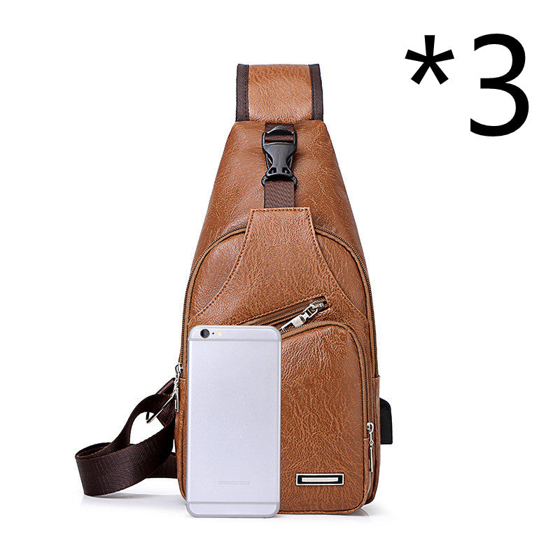 Casual Fashion Men&#39;s USB Charging Chest Bag