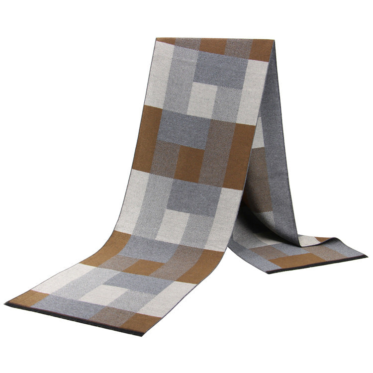 Men&#39;s Wool-like Scarf Korean-style Plaid