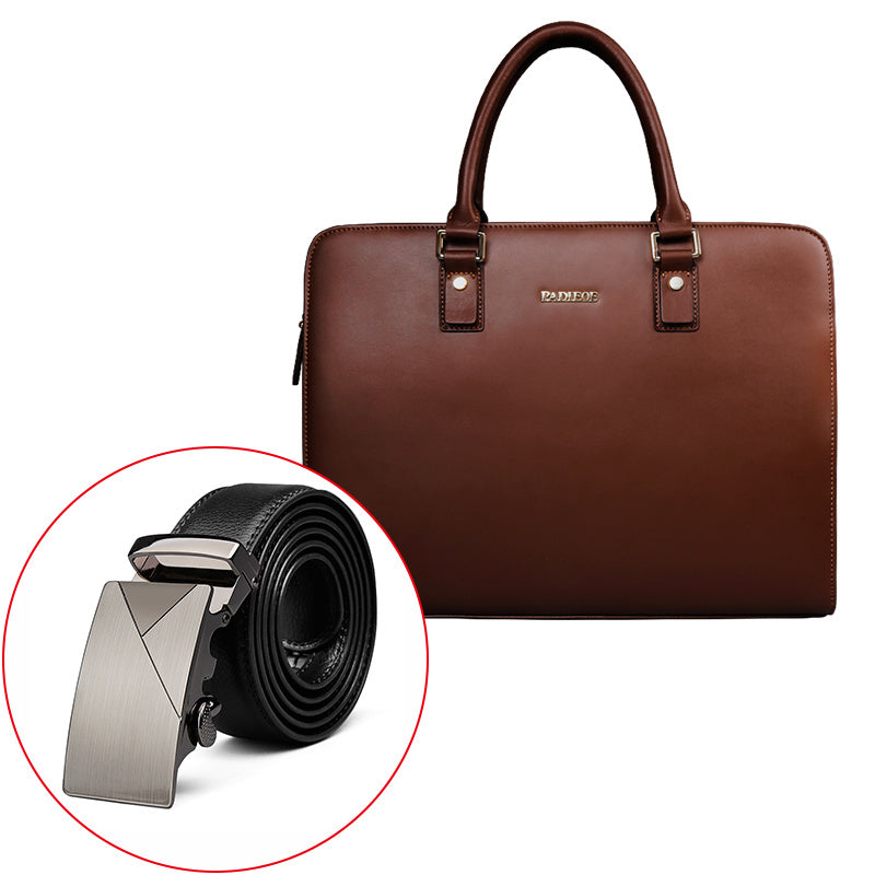 Real Cowhide Men&#39;s Bag Briefcase Business Handbag