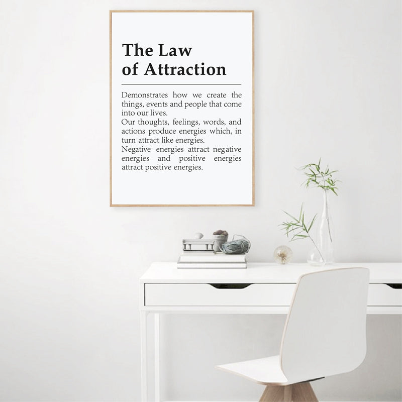 Law Of Attraction Defines Inspirational Poster Print Modern Wall Art Canvas Painting