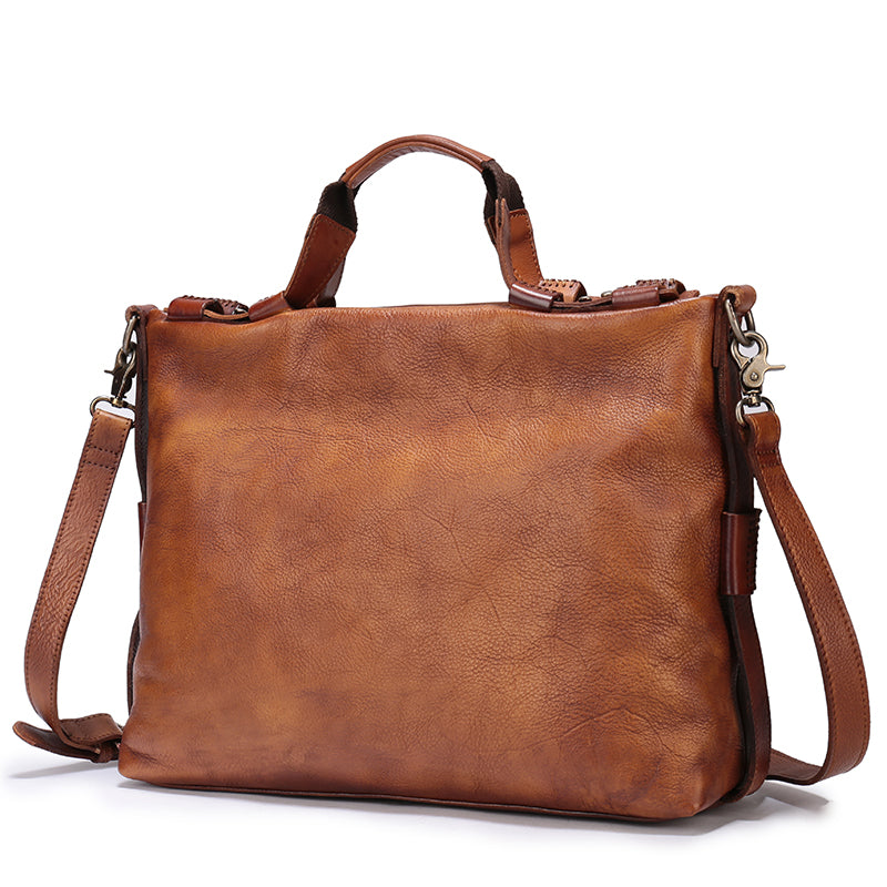 Men&#39;s Vegetable Tanned Leather One Shoulder Messenger Bag