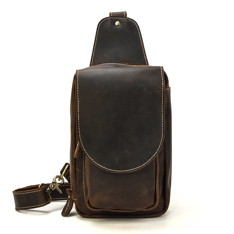 Men&#39;s Leather Chest Sports Shoulder Messenger Bag