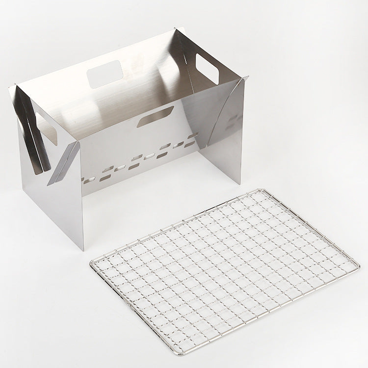 Stainless Steel Flat Card Barbecue Grill Camping Mini